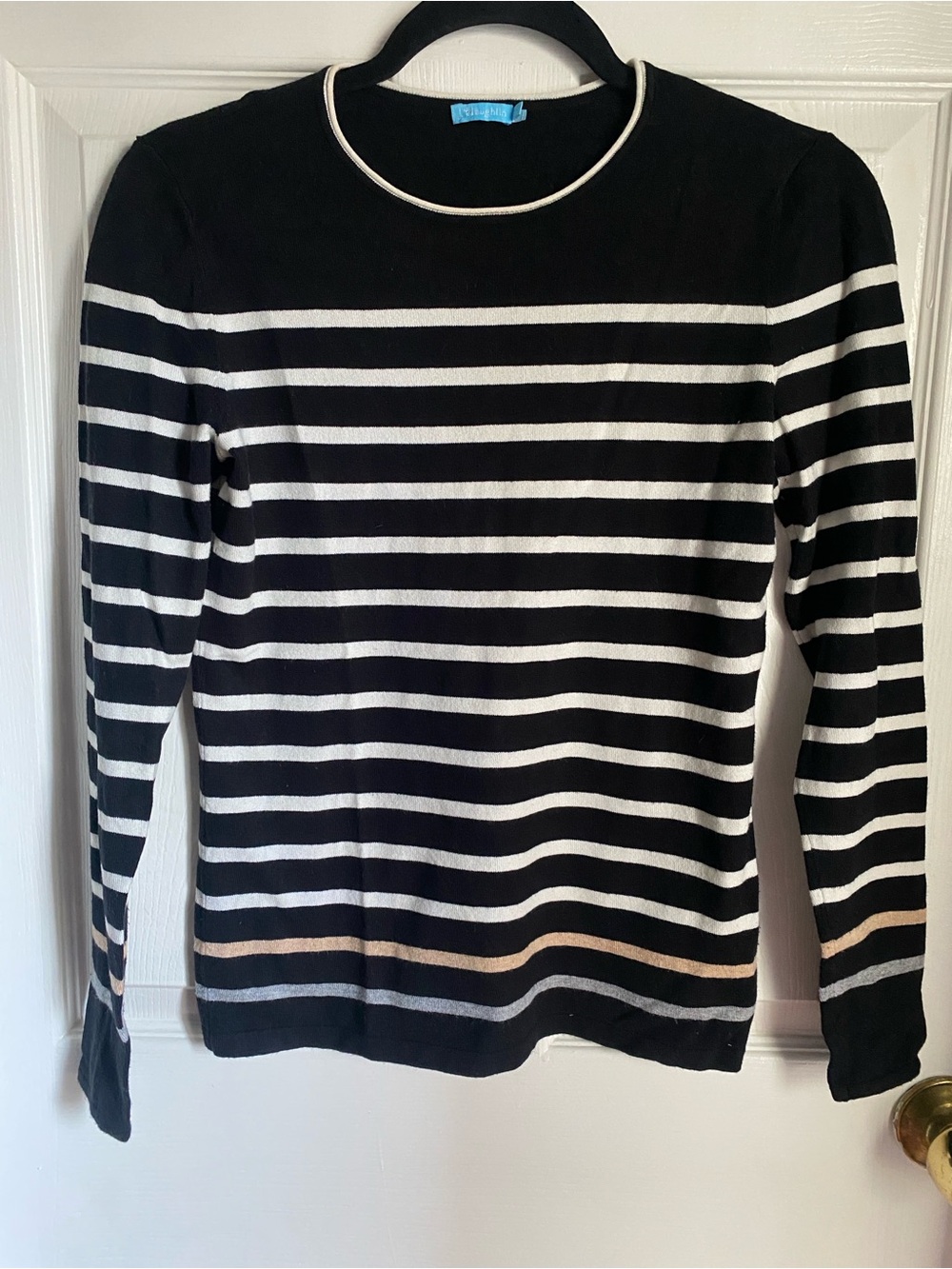 J McLaughlin Black & White Striped Sweater XS